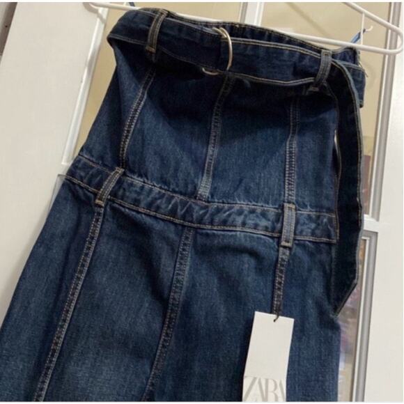 ZARA STRAPLESS TRF DENIM DRESS - Picture 7 of 15